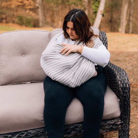Milk Snob 5 in 1 Nursing Cover And Car Seat Cover - Gray Striped - Picture 4 of 6